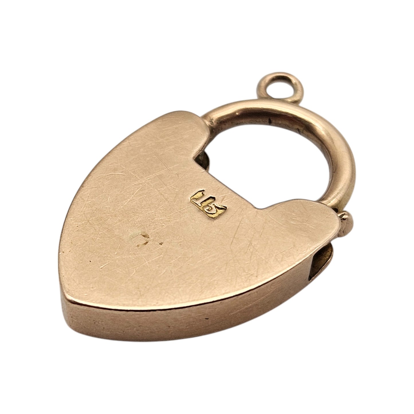 Antique 15 Rose Gold Heart Shaped Padlock c.1900 L 2.3 cm 3.5 g.
