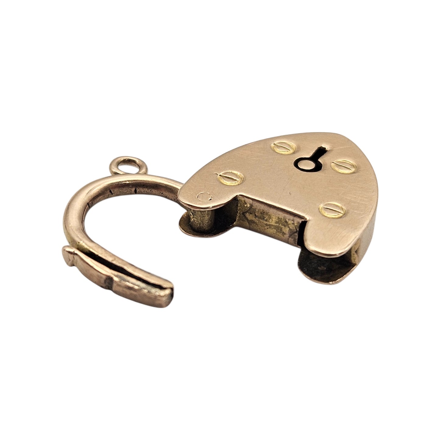 Antique 15 Rose Gold Heart Shaped Padlock c.1900 L 2.3 cm 3.5 g.