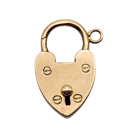 Unusual Antique 15ct Rose Gold Heart Shaped Padlock Clasp c.1900 L 2.6 cm 5.7 g.