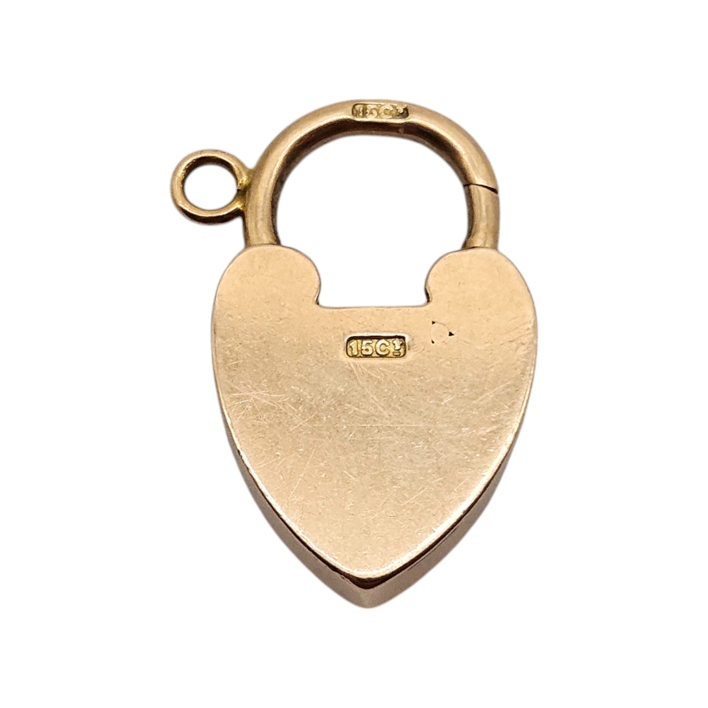 Unusual Antique 15ct Rose Gold Heart Shaped Padlock Clasp c.1900 L 2.6 cm 5.7 g.