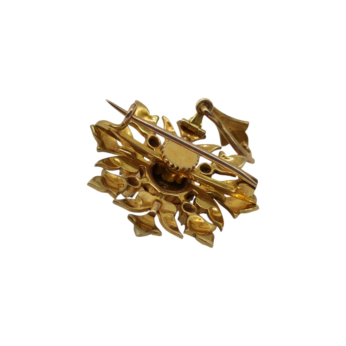 Victorian 15ct Yellow Gold Convertible Starburst Pendant Brooch With Pearls & Diamonds L 4.4 cm 11.4 g.