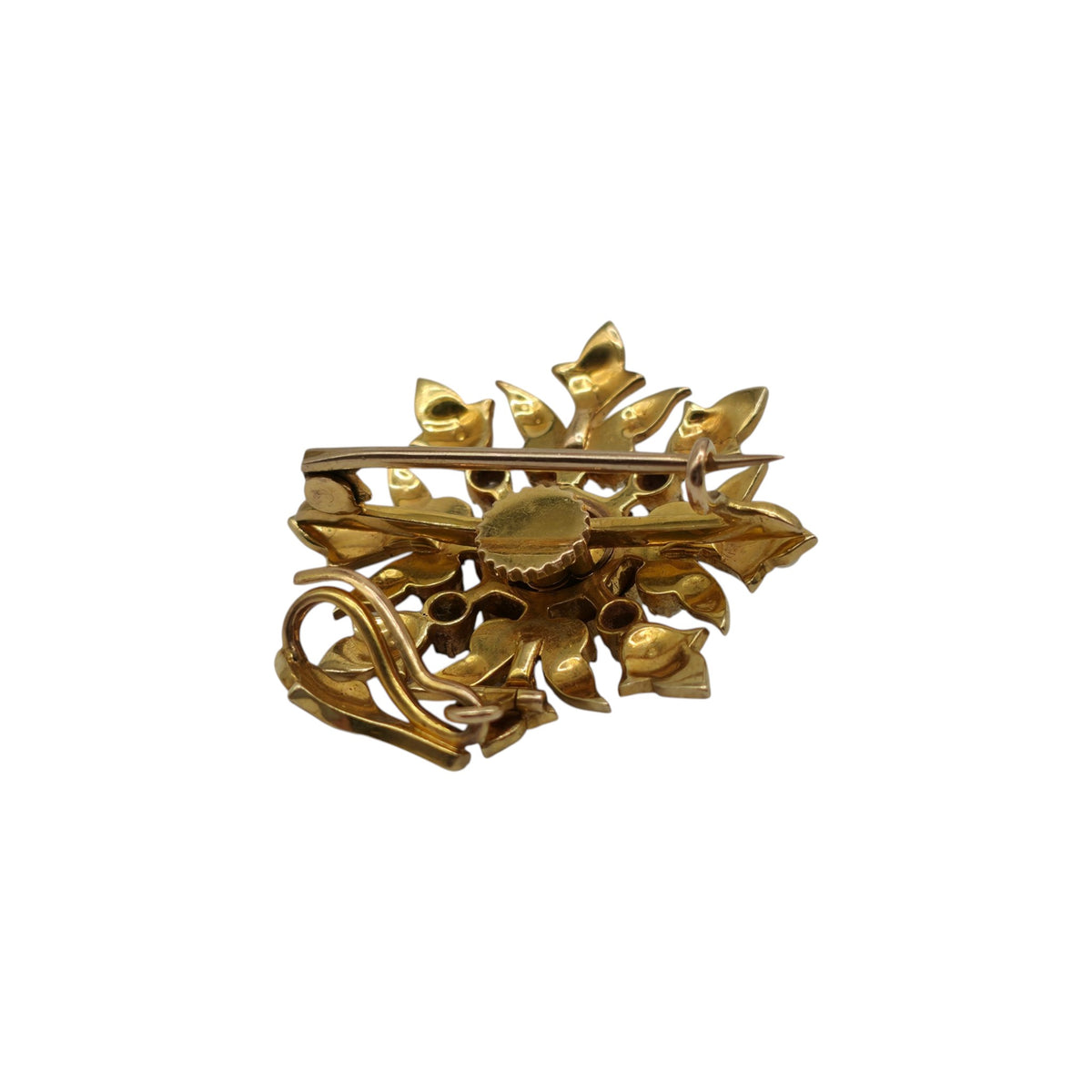Victorian 15ct Yellow Gold Convertible Starburst Pendant Brooch With Pearls & Diamonds L 4.4 cm 11.4 g.