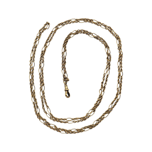 Unusual Antique 15ct Yellow Gold Guard Chain c.1900 L 146 cm 28.4 g.