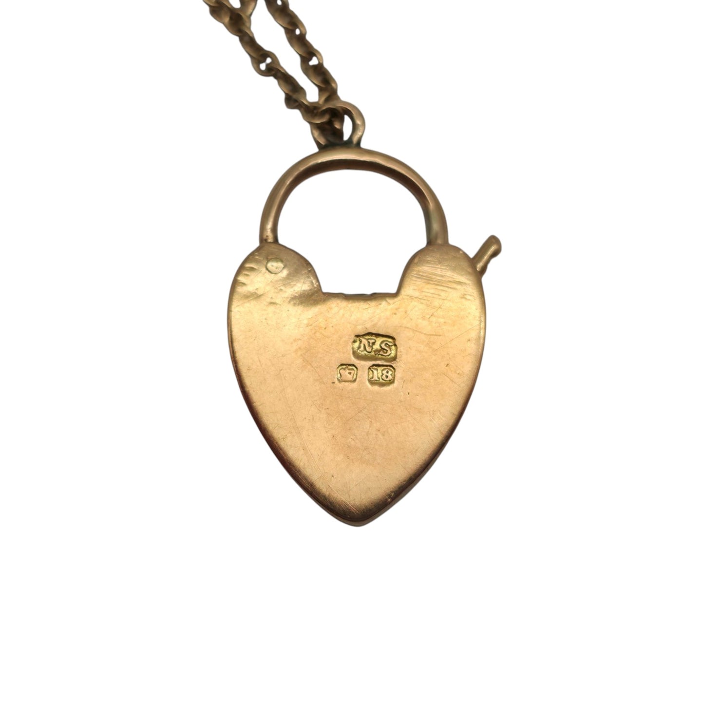 Antique 18ct 750 Rose Gold Heart Shaped Padlock c.1919 L 2.3 cm 5.5 g.