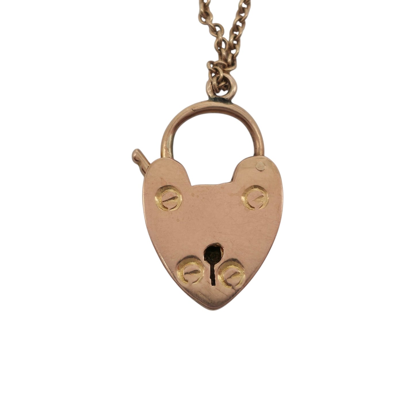 Antique 18ct 750 Rose Gold Heart Shaped Padlock c.1919 L 2.3 cm 5.5 g.