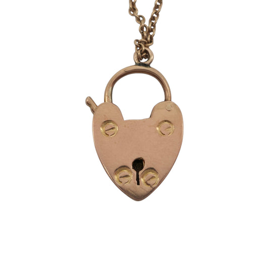 Antique 18ct 750 Rose Gold Heart Shaped Padlock c.1919 L 2.3 cm 5.5 g.