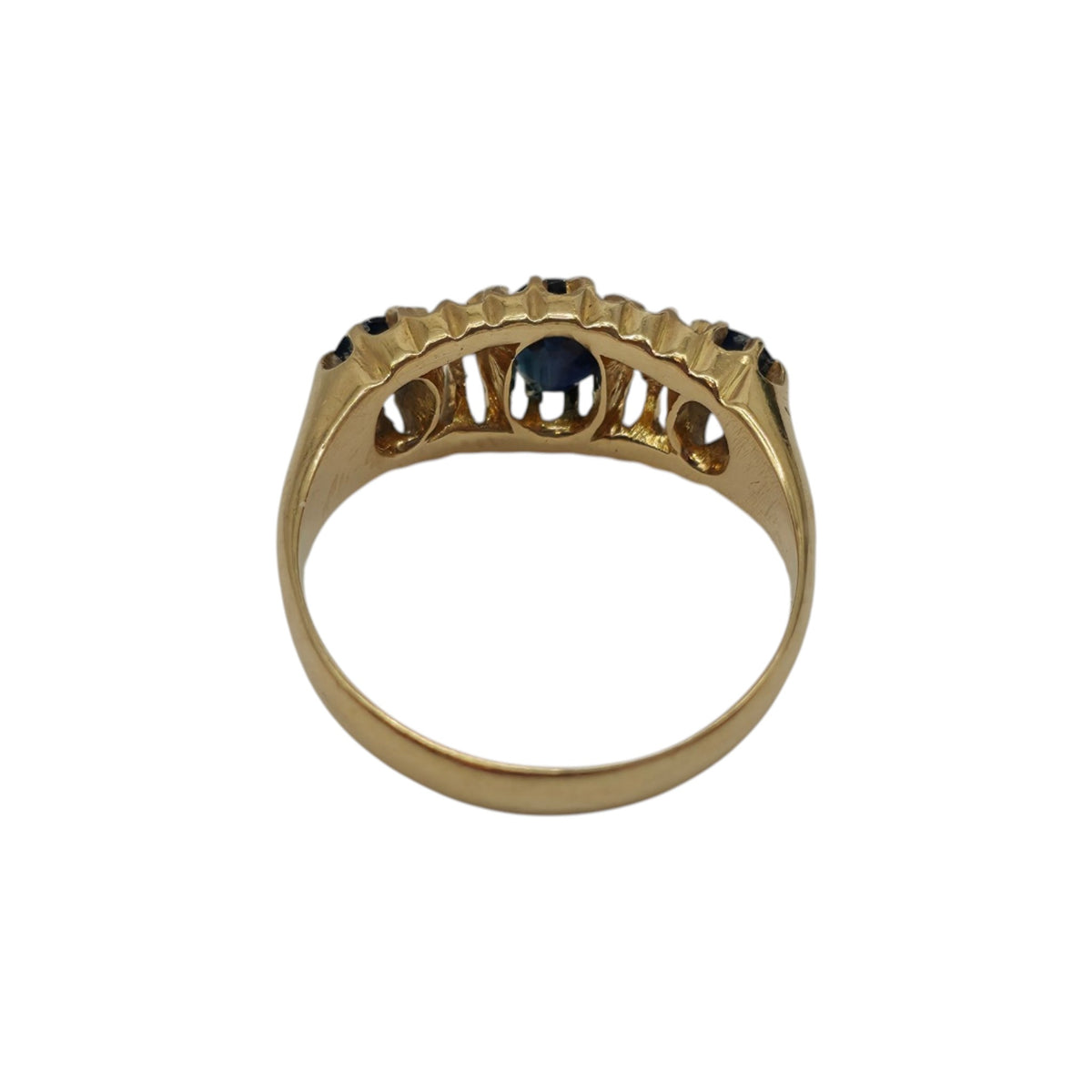 Antique 18ct 750 Yellow Gold Sapphires & Diamonds Ring 1915 Size M 1/2 4.2 g.