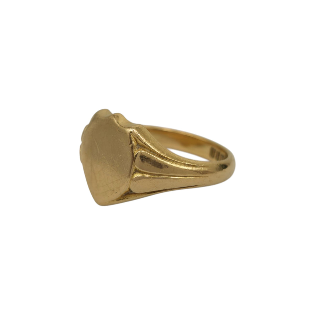 Heavy Antique 18ct 750 Yellow Gold Shield Signet Ring 1919 Size S 1/2 11.7 g.