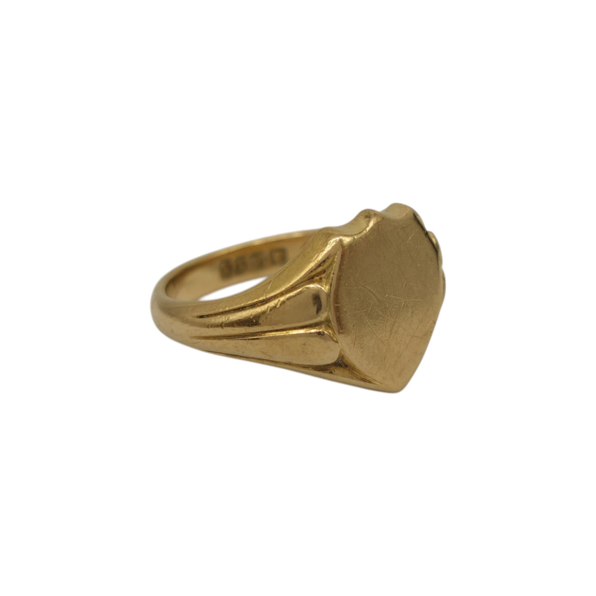 Heavy Antique 18ct 750 Yellow Gold Shield Signet Ring 1919 Size S 1/2 11.7 g.