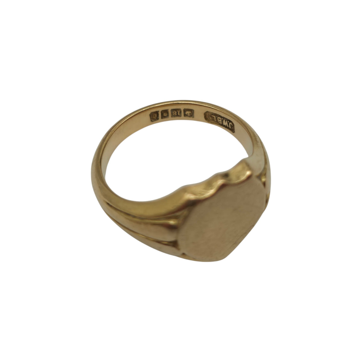 Heavy Antique 18ct 750 Yellow Gold Shield Signet Ring 1919 Size S 1/2 11.7 g.