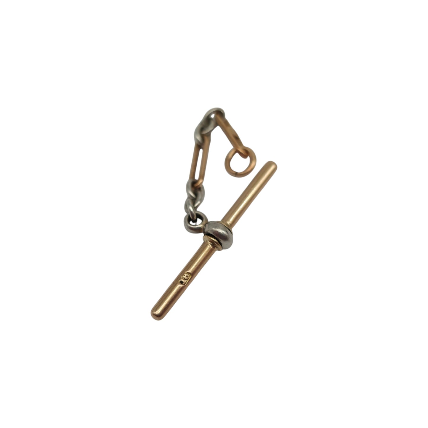 Antique 18ct Rose Gold & Platinum Swivel T-Bar c.1900 L 2.7 cm 2.9 g.