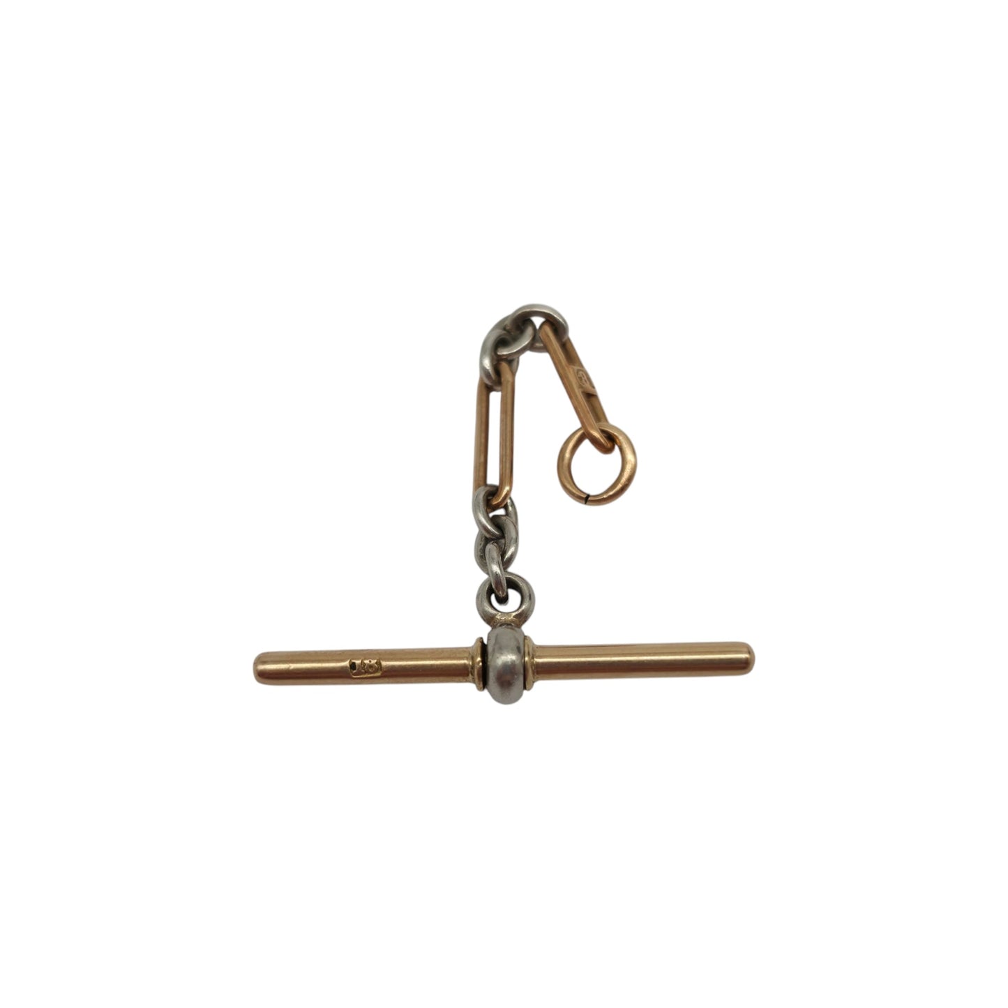 Antique 18ct Rose Gold & Platinum Swivel T-Bar c.1900 L 2.7 cm 2.9 g.