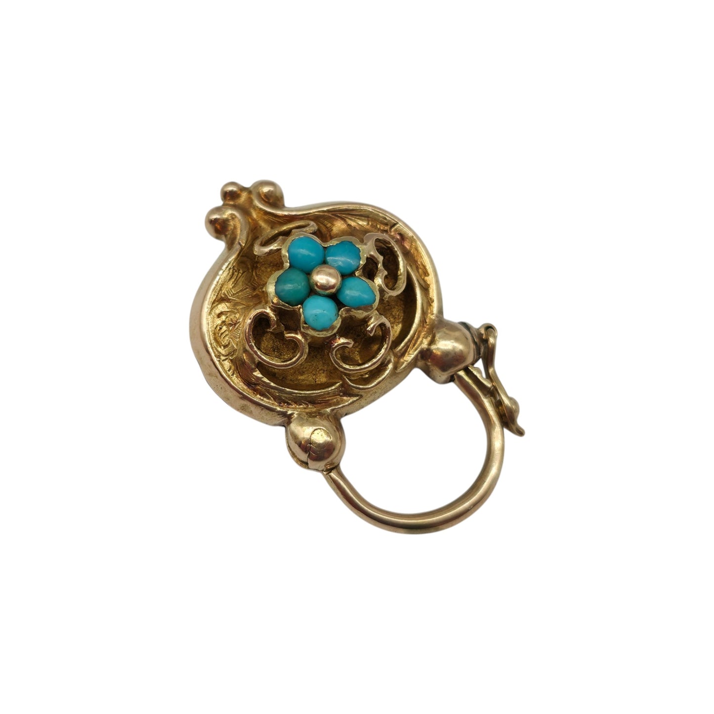 Victorian 18ct Yellow Gold Padlock With Turquoise L 3.0 cm 7.3 g.