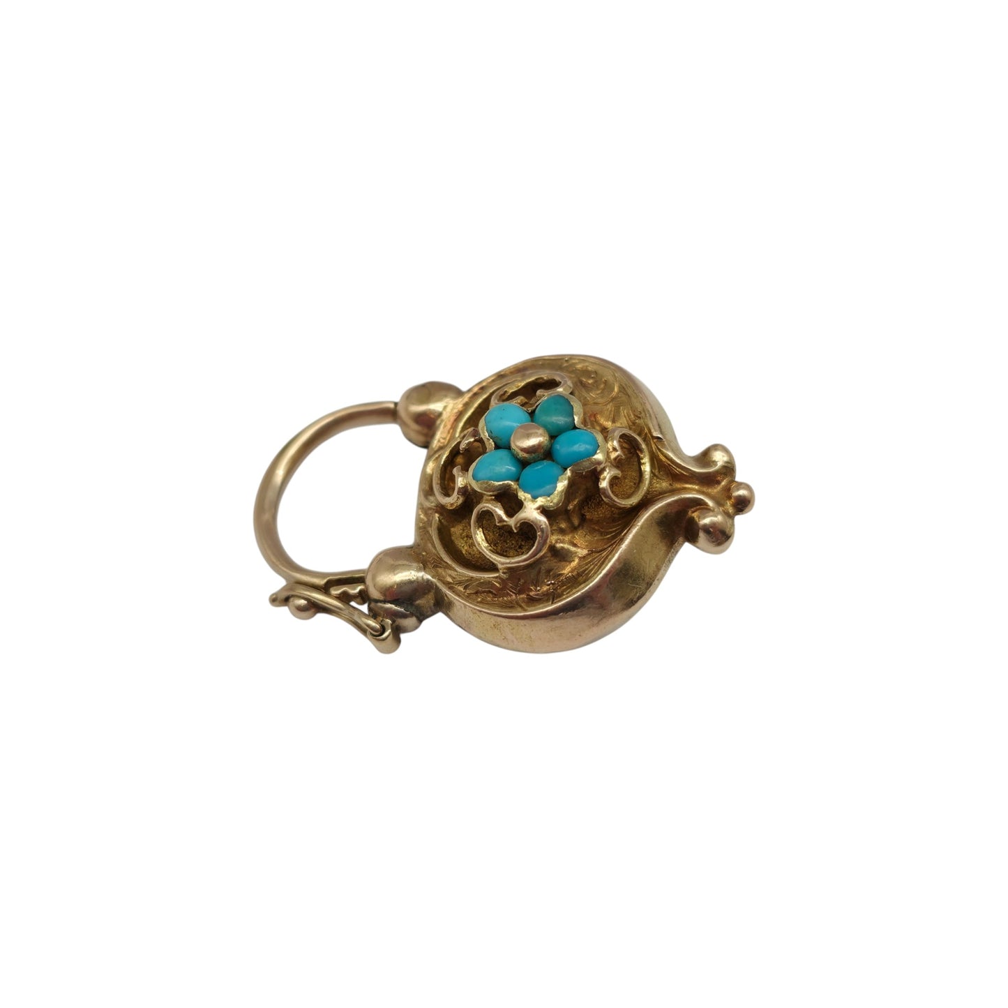 Victorian 18ct Yellow Gold Padlock With Turquoise L 3.0 cm 7.3 g.