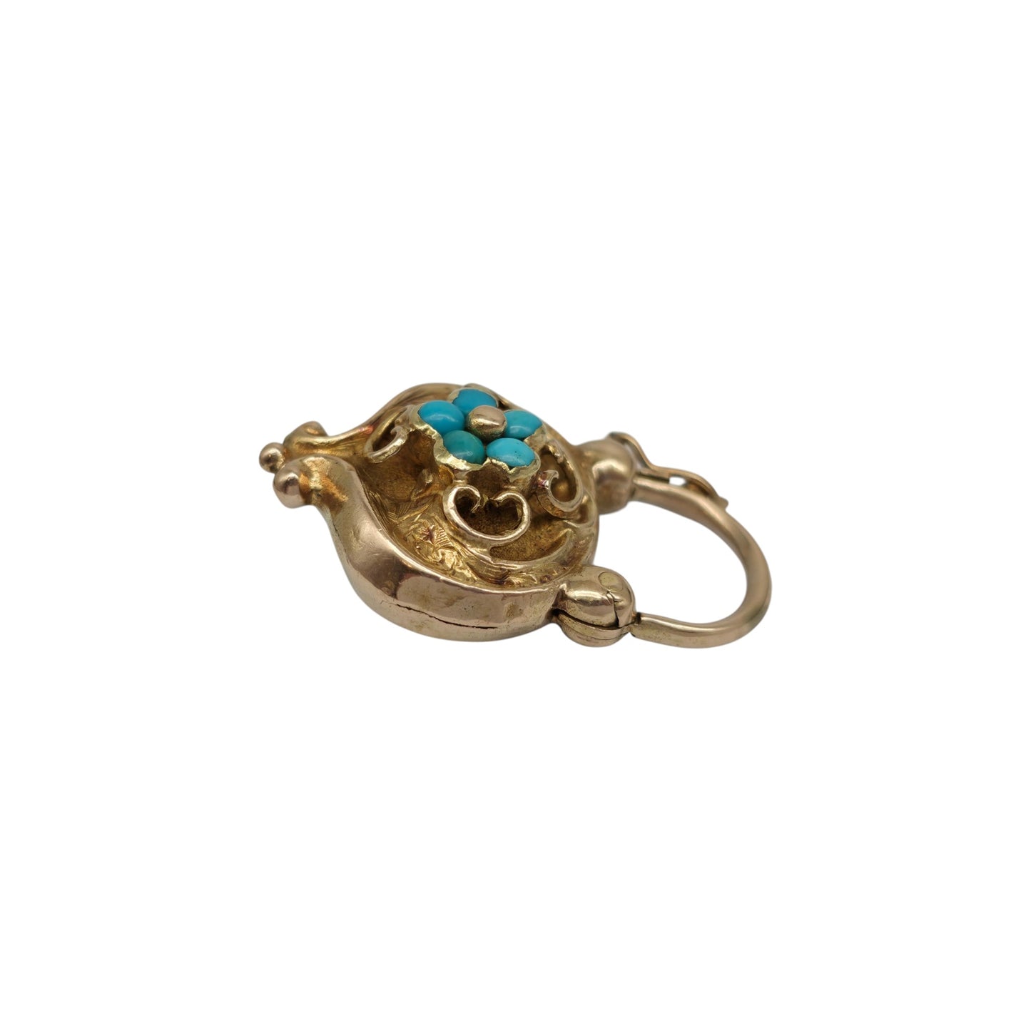 Victorian 18ct Yellow Gold Padlock With Turquoise L 3.0 cm 7.3 g.