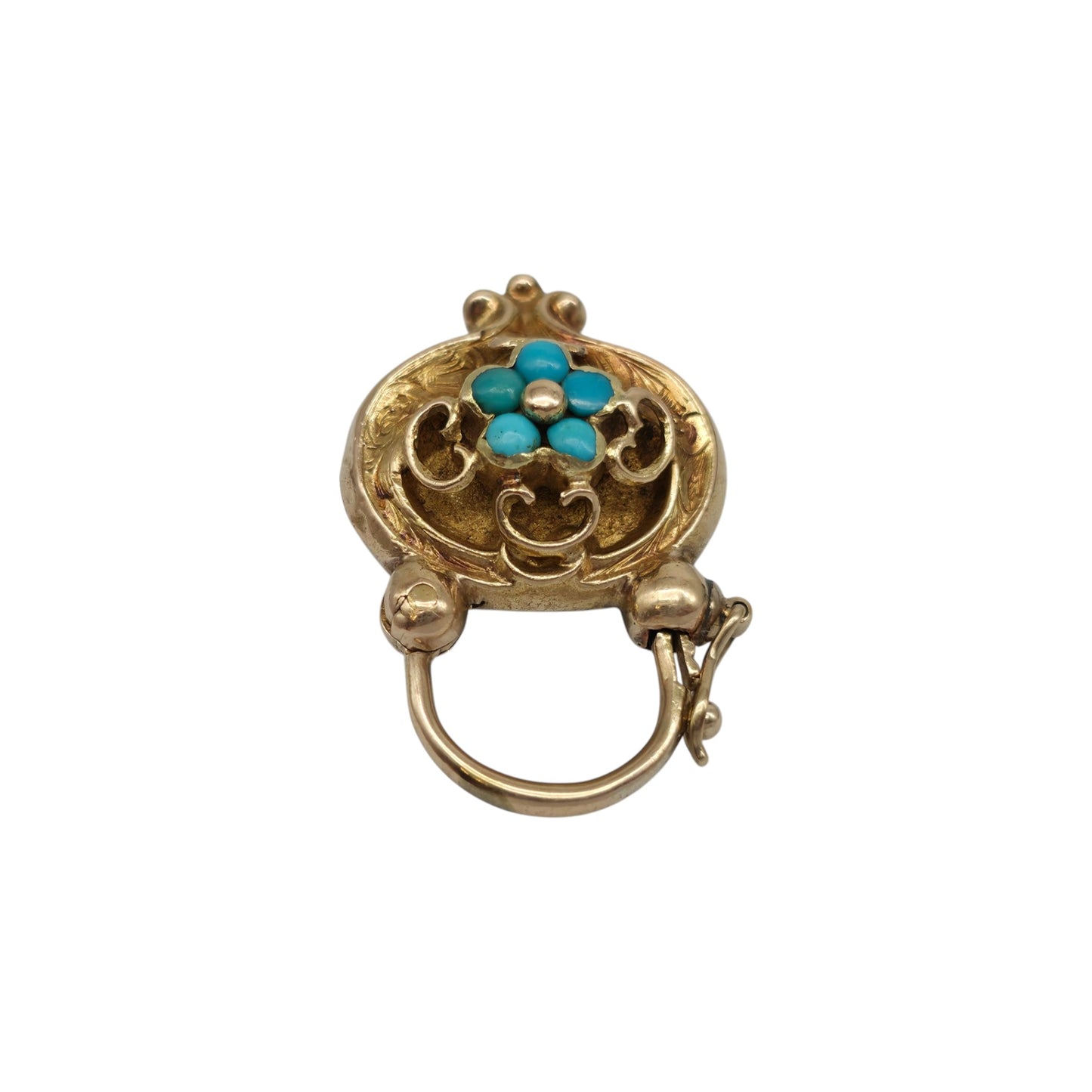Victorian 18ct Yellow Gold Padlock With Turquoise L 3.0 cm 7.3 g.