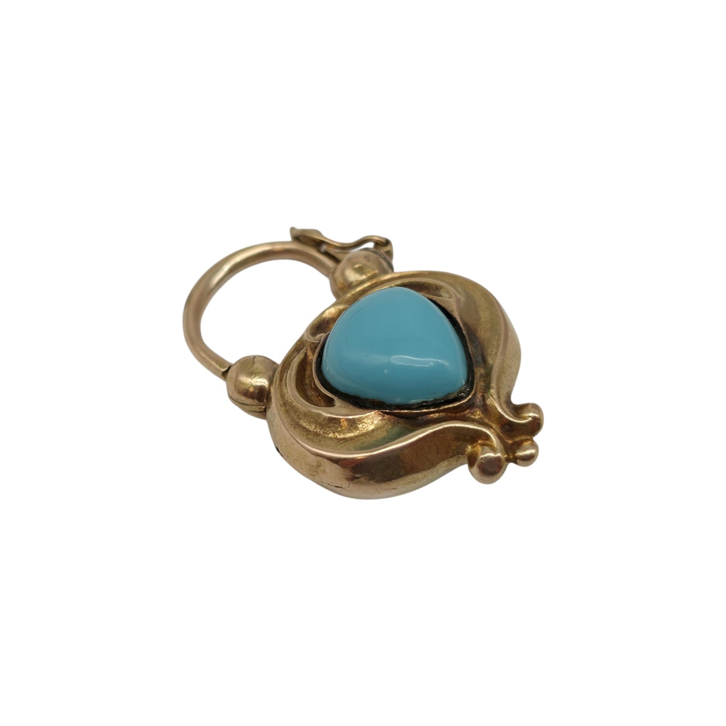 Victorian 18ct Yellow Gold Padlock With Turquoise L 3.0 cm 7.3 g.