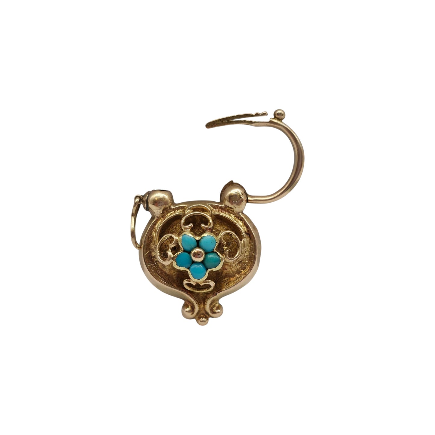 Victorian 18ct Yellow Gold Padlock With Turquoise L 3.0 cm 7.3 g.