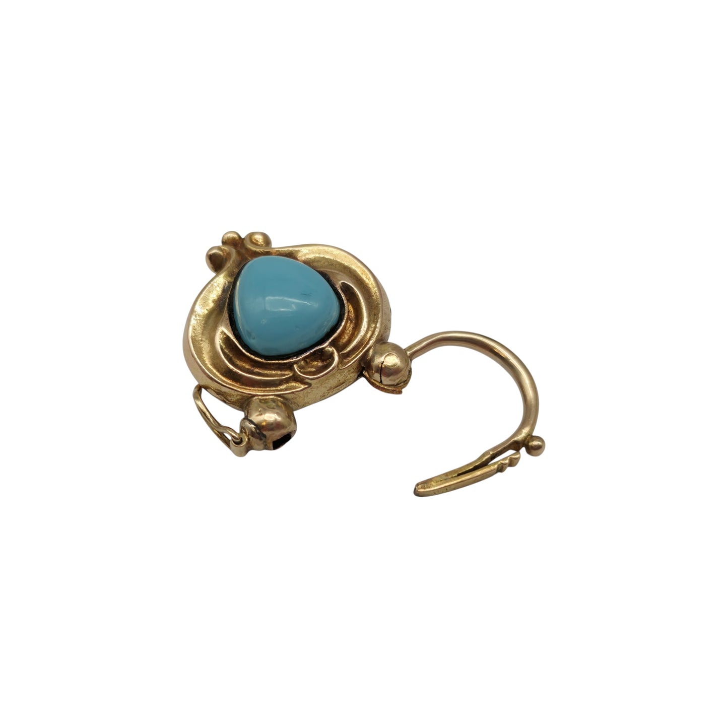 Victorian 18ct Yellow Gold Padlock With Turquoise L 3.0 cm 7.3 g.