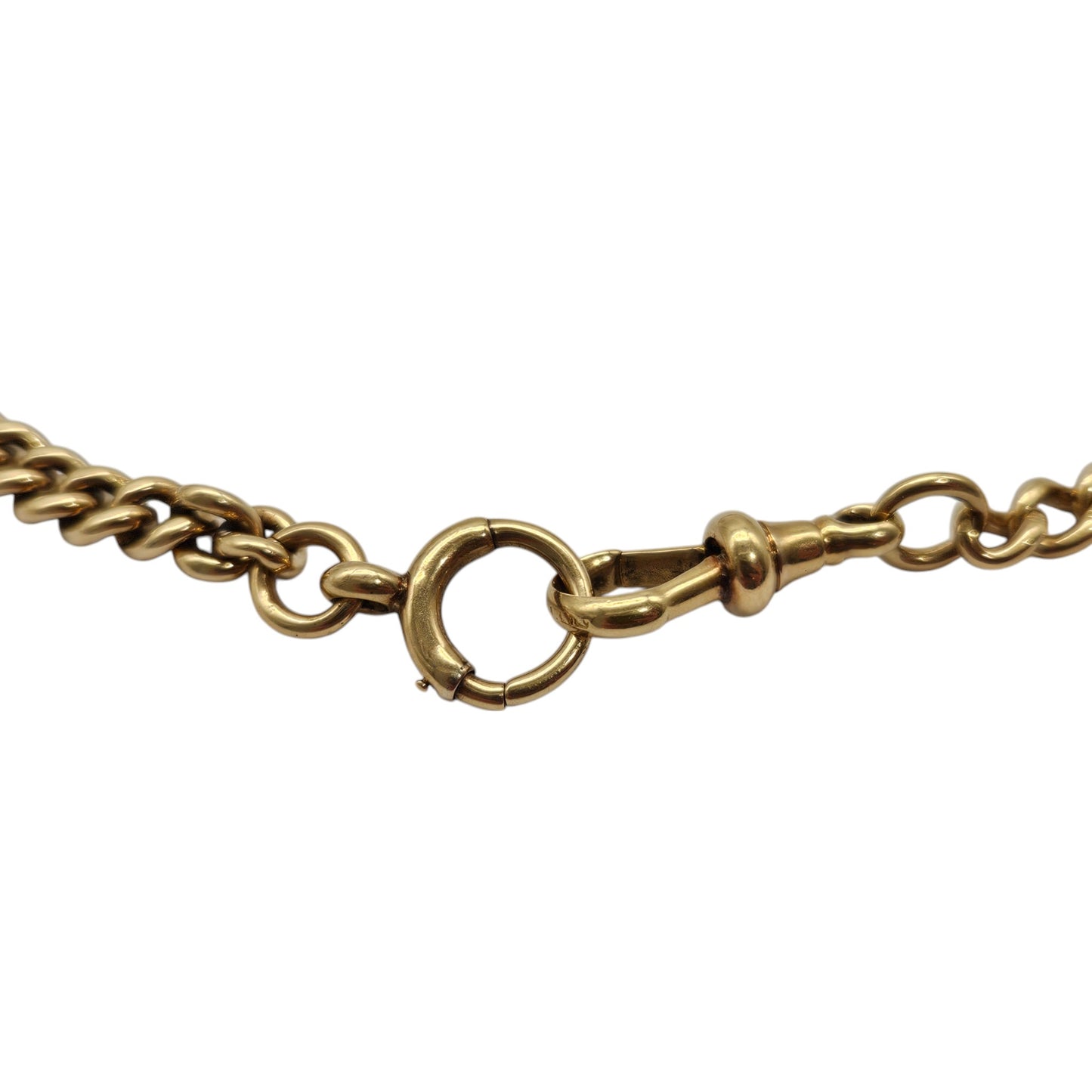 Antique 18ct 750 Yellow Gold Curb Link Double Albert Chain c.1900 L 44.4 cm 47.4 g