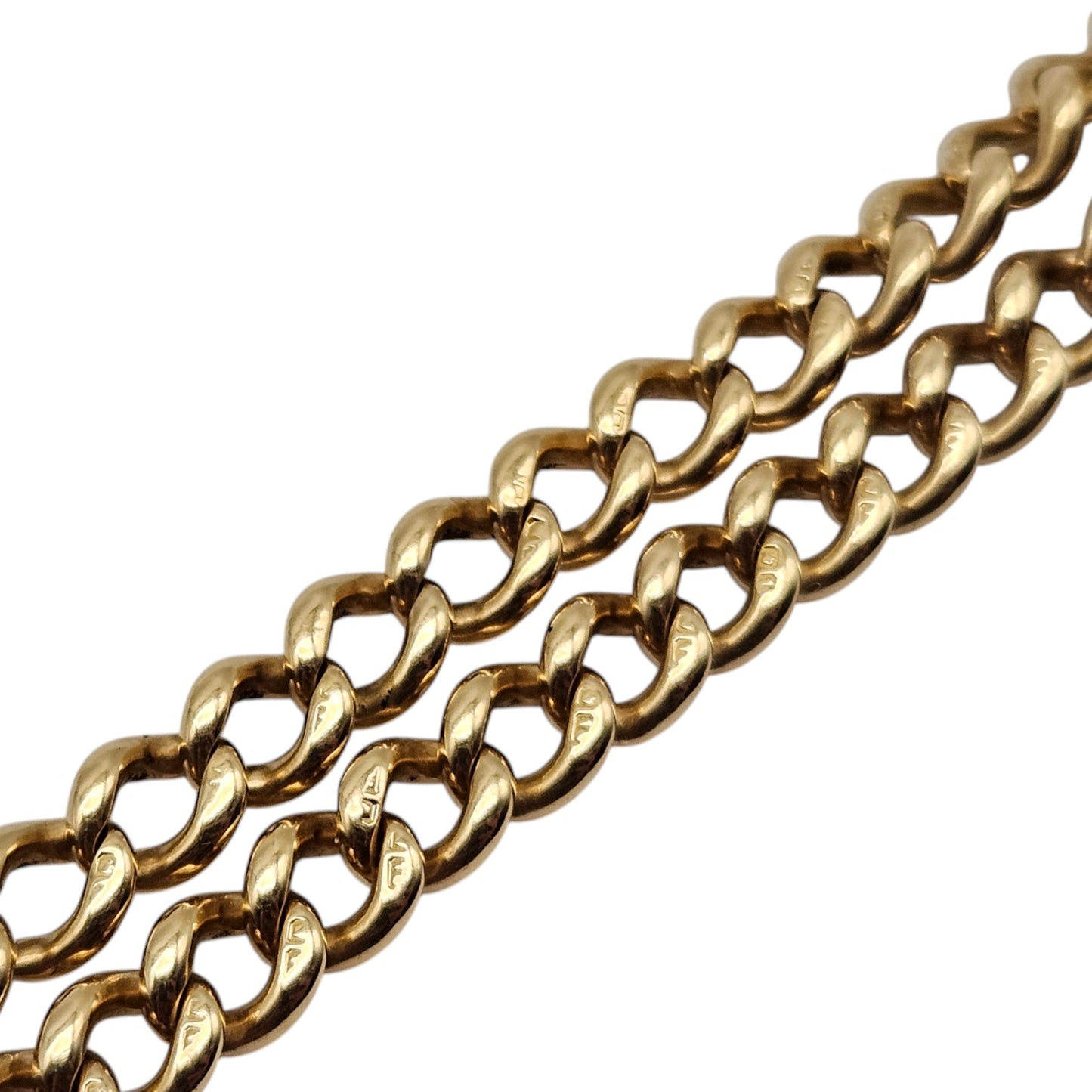 Antique 18ct 750 Yellow Gold Curb Link Double Albert Chain c.1900 L 44.4 cm 47.4 g