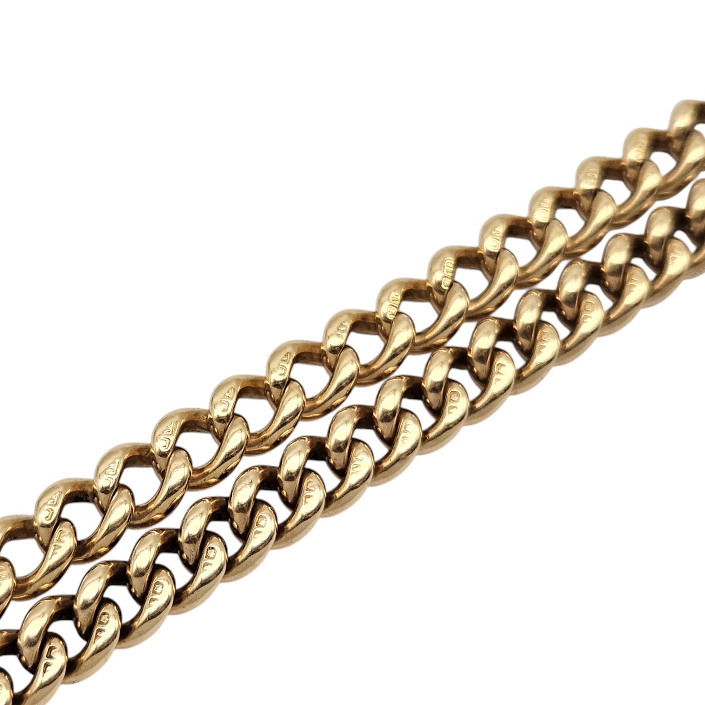 Antique 18ct 750 Yellow Gold Curb Link Double Albert Chain c.1900 L 44.4 cm 47.4 g