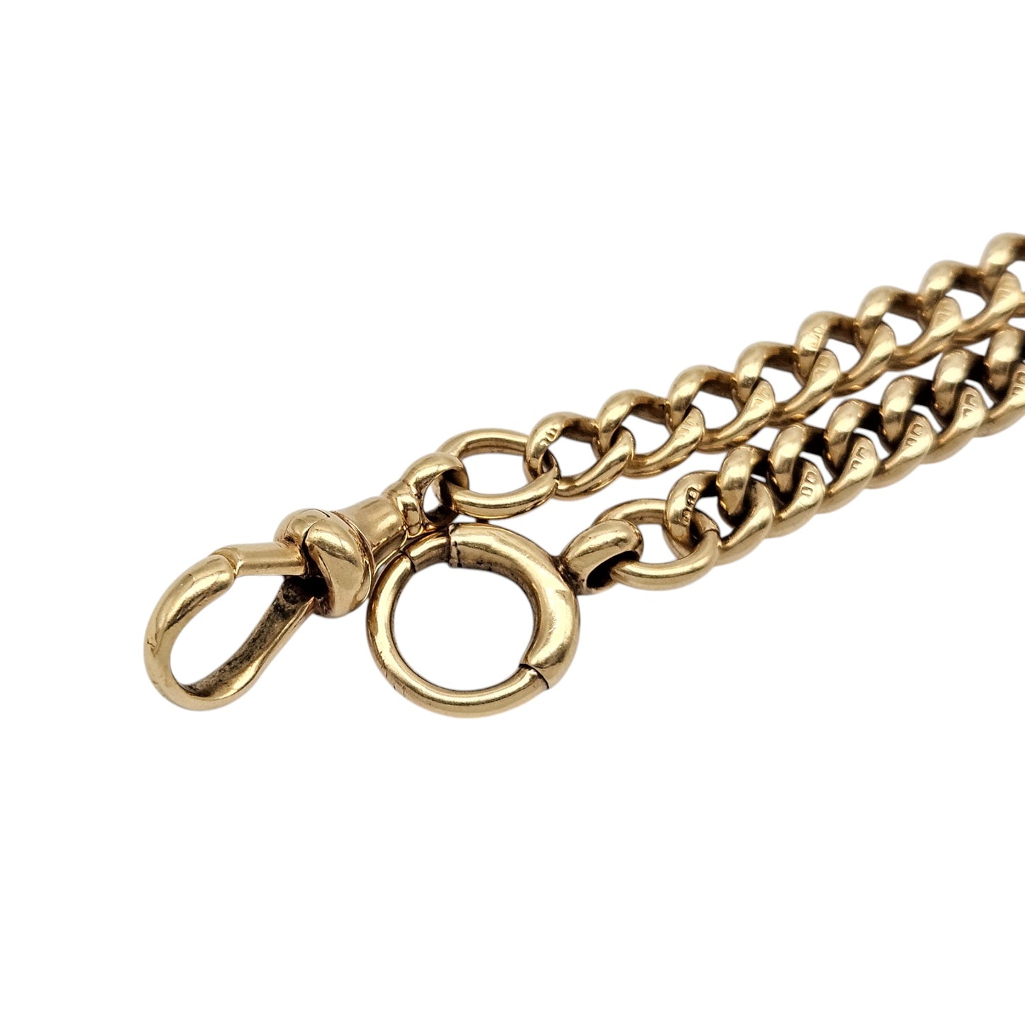 Antique 18ct 750 Yellow Gold Curb Link Double Albert Chain c.1900 L 44.4 cm 47.4 g