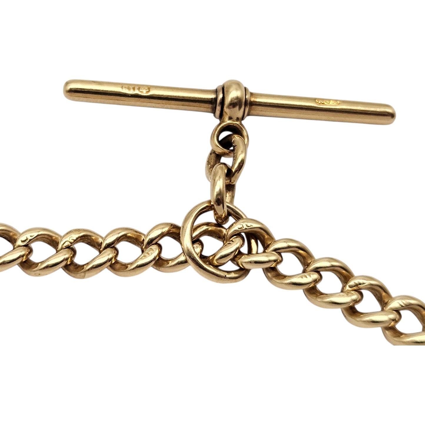 Antique 18ct 750 Yellow Gold Curb Link Double Albert Chain c.1900 L 44.4 cm 47.4 g