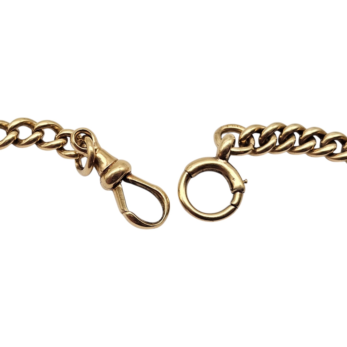 Antique 18ct 750 Yellow Gold Curb Link Double Albert Chain c.1900 L 44.4 cm 47.4 g