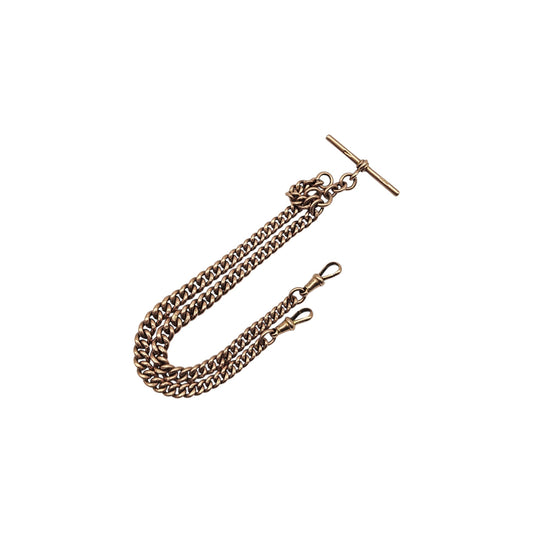 Antique 9ct 375 Rose Gold Double Albert Chain 1924 L 38.4 cm 52.6 g.