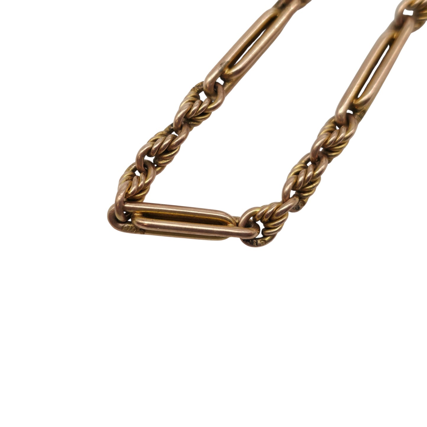 Antique 9ct 375 Rose Gold Fancy Albert Chain c.1900 L 24.5 cm 14.4 g.