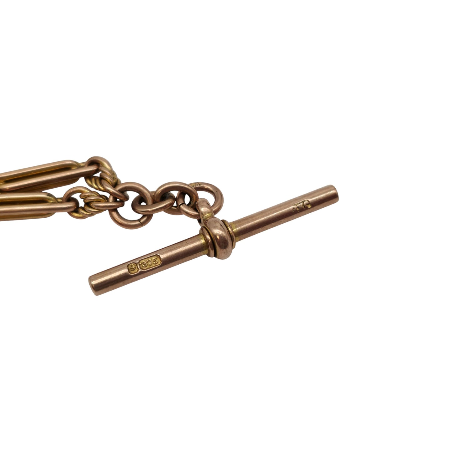 Antique 9ct 375 Rose Gold Fancy Albert Chain c.1900 L 24.5 cm 14.4 g.