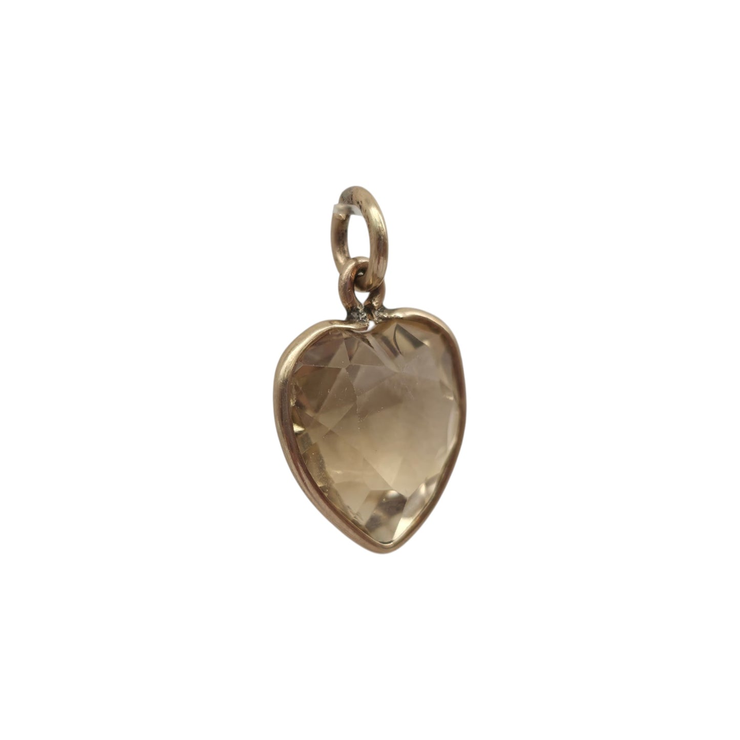 Antique 9ct Yellow Gold Citrine Heart Charm c.1900 L 1.3 cm 1.5 g.