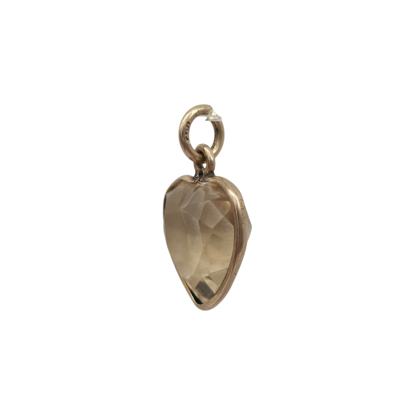 Antique 9ct Yellow Gold Citrine Heart Charm c.1900 L 1.3 cm 1.5 g.