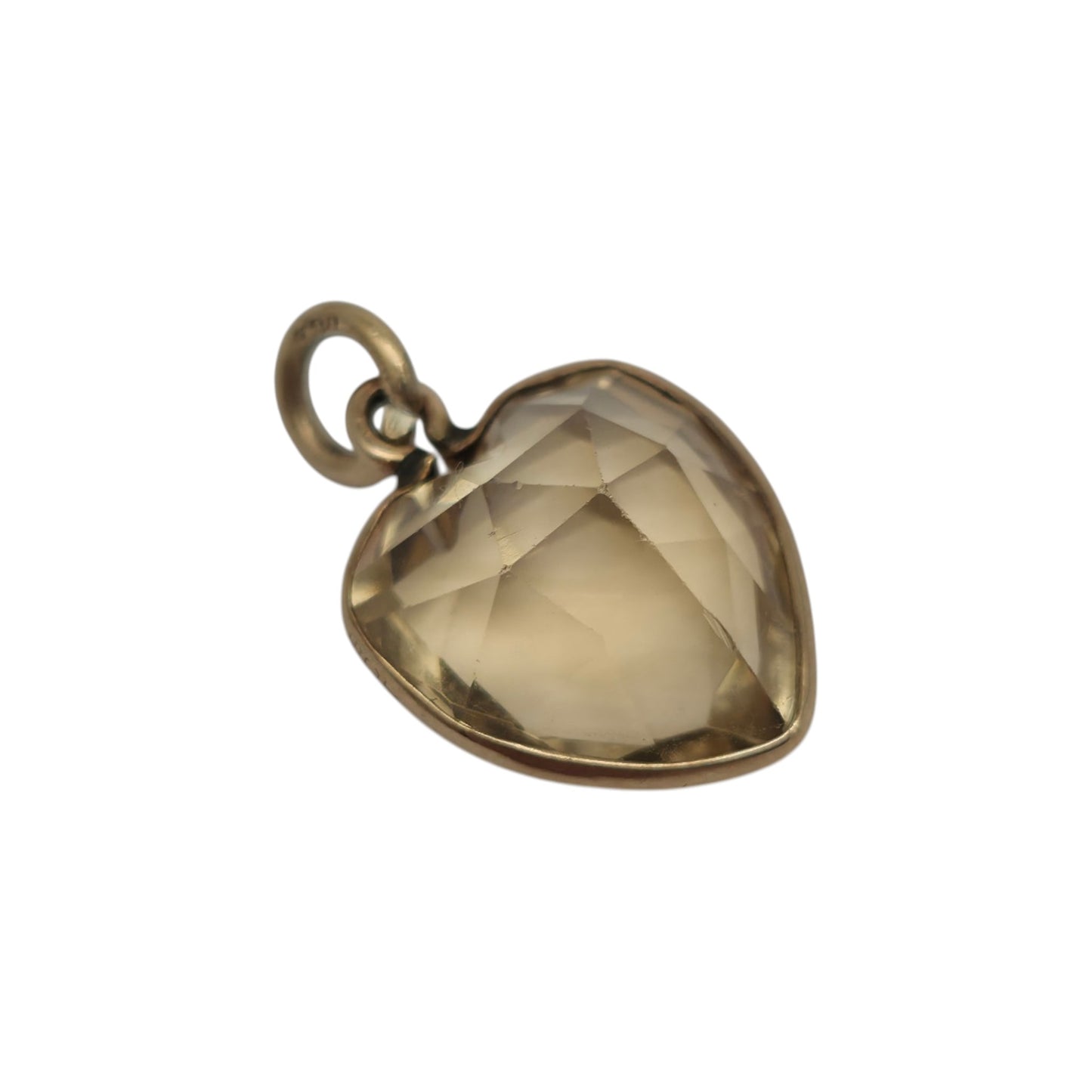 Antique 9ct Yellow Gold Citrine Heart Charm c.1900 L 1.3 cm 1.5 g.