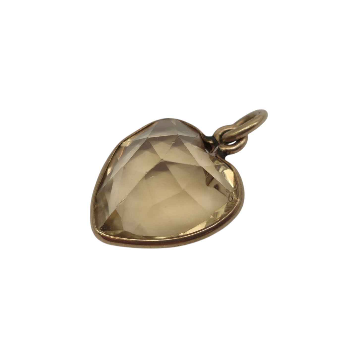 Antique 9ct Yellow Gold Citrine Heart Charm c.1900 L 1.3 cm 1.5 g.