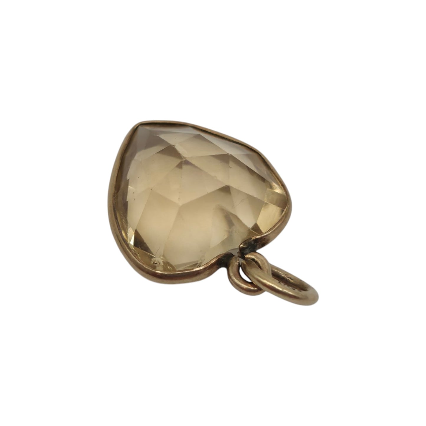 Antique 9ct Yellow Gold Citrine Heart Charm c.1900 L 1.3 cm 1.5 g.