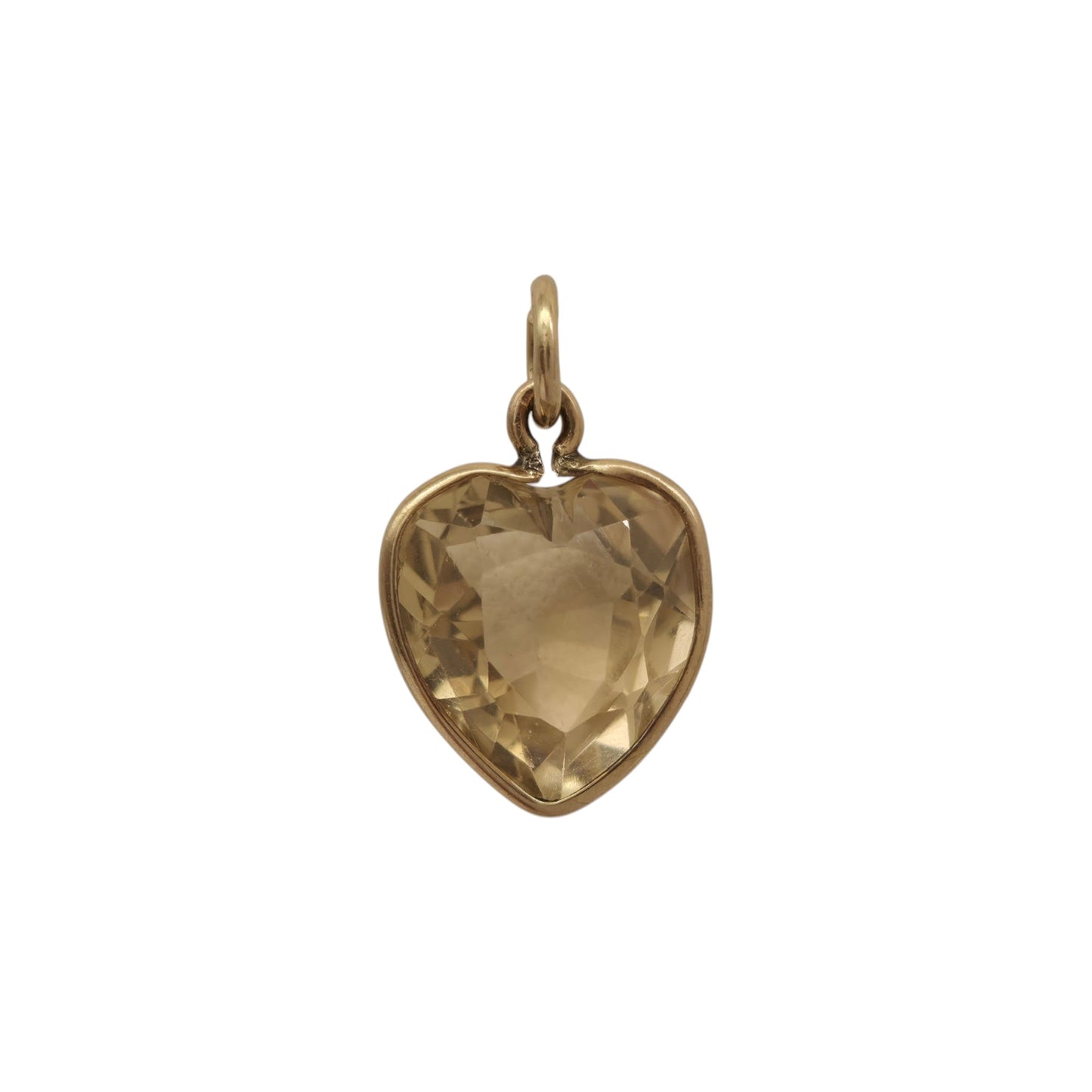 Antique 9ct Yellow Gold Citrine Heart Charm c.1900 L 1.3 cm 1.5 g.