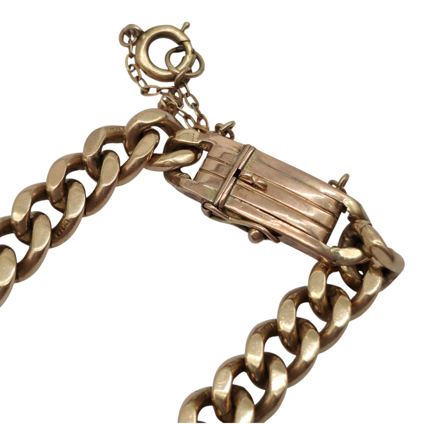 Antique 9ct 375 Rose Gold Curb Link Bracelet c.1900 L 19.0 cm 23.1 g.