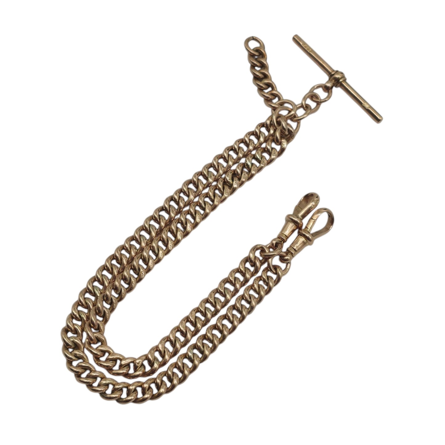 Antique 9ct Rose Gold Double Albert Chain c.1910 L 37.1 cm 18.5 g.