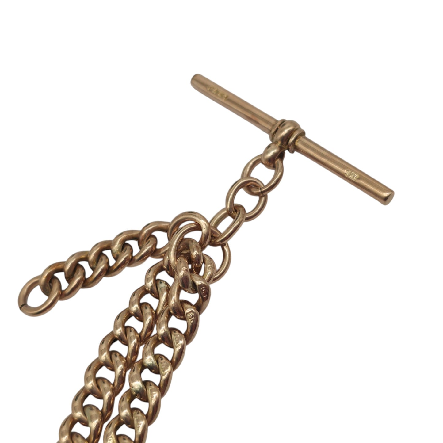 Antique 9ct Rose Gold Double Albert Chain c.1910 L 37.1 cm 18.5 g.