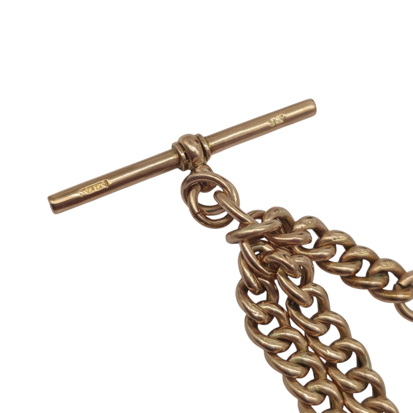 Antique 9ct Rose Gold Double Albert Chain c.1910 L 37.1 cm 18.5 g.