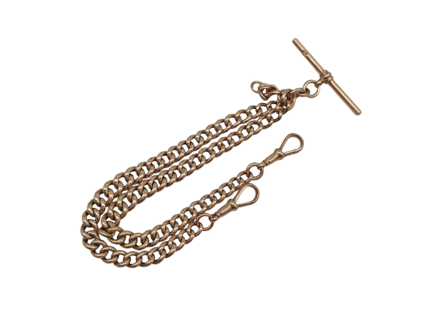 Antique 9ct Rose Gold Double Albert Chain c.1900 L 39.3 cm 24.5 g.