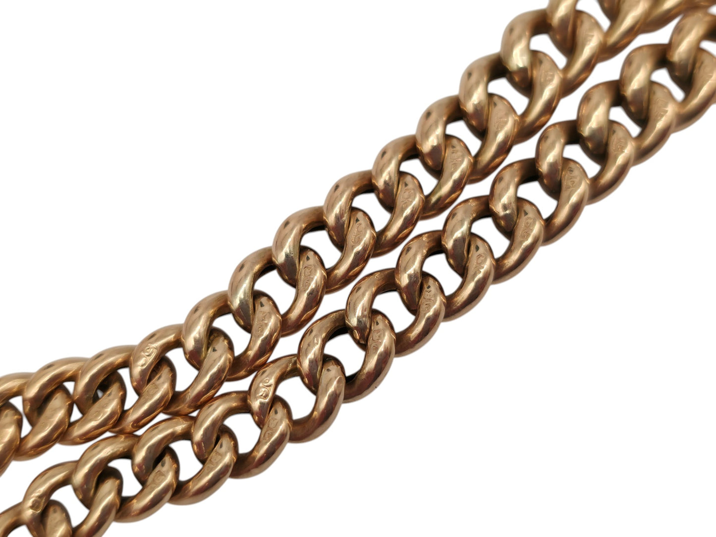 Antique 9ct Rose Gold Double Albert Chain c.1900 L 39.3 cm 24.5 g.