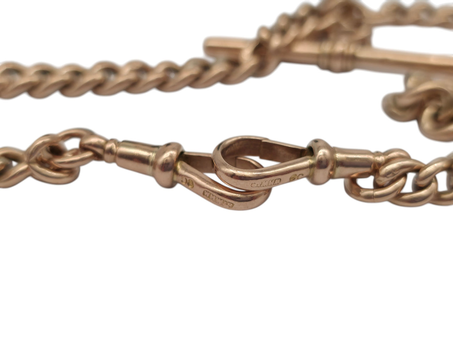 Antique 9ct Rose Gold Double Albert Chain c.1900 L 39.3 cm 24.5 g.
