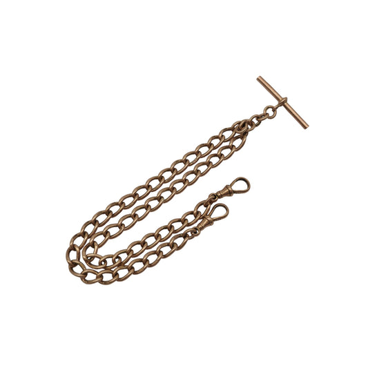 Antique 9ct 375 Rose Gold Double Albert Chain 1918 L 39.8 cm 43.6 g.
