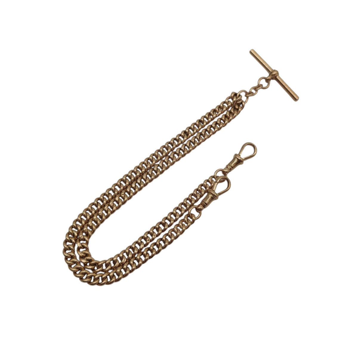 Antique 9ct Rose Gold Double Albert Chain c.1910 L 38.2 cm 15.8 g.