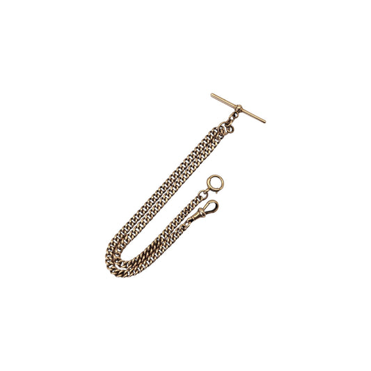 ntique 9ct gold Ungraduated Curb Link Double Albert Chain