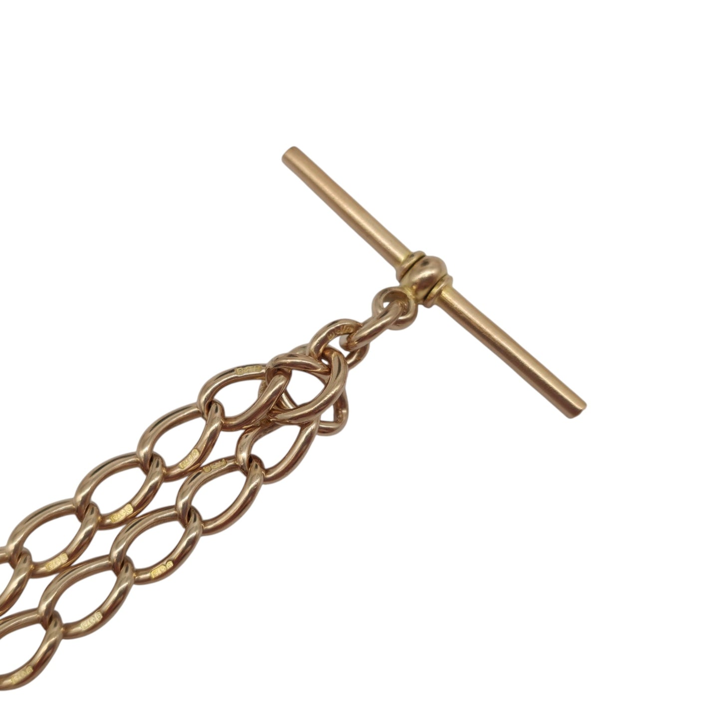 Antique 9ct 375 Rose Gold Double Albert Chain c.1910 L 42.9 cm 37.3 g.