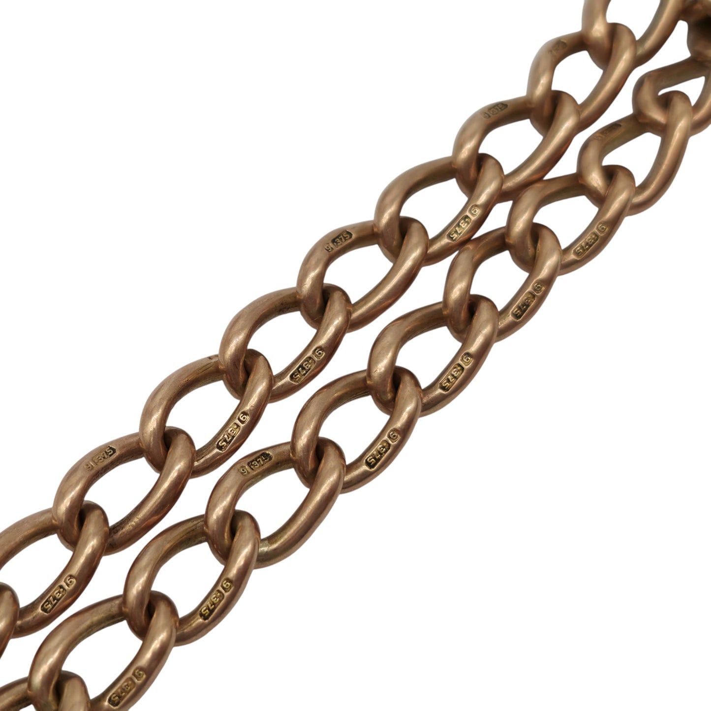 Antique 9ct 375 Rose Gold Double Albert Chain 1918 L 39.8 cm 43.6 g.